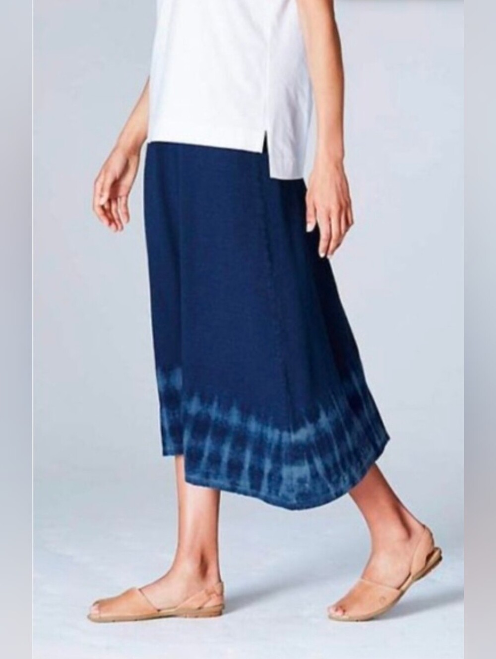 J.Jill PureJill Indigo Blue Ocean Wash Midi Pull On Skirt Size XL